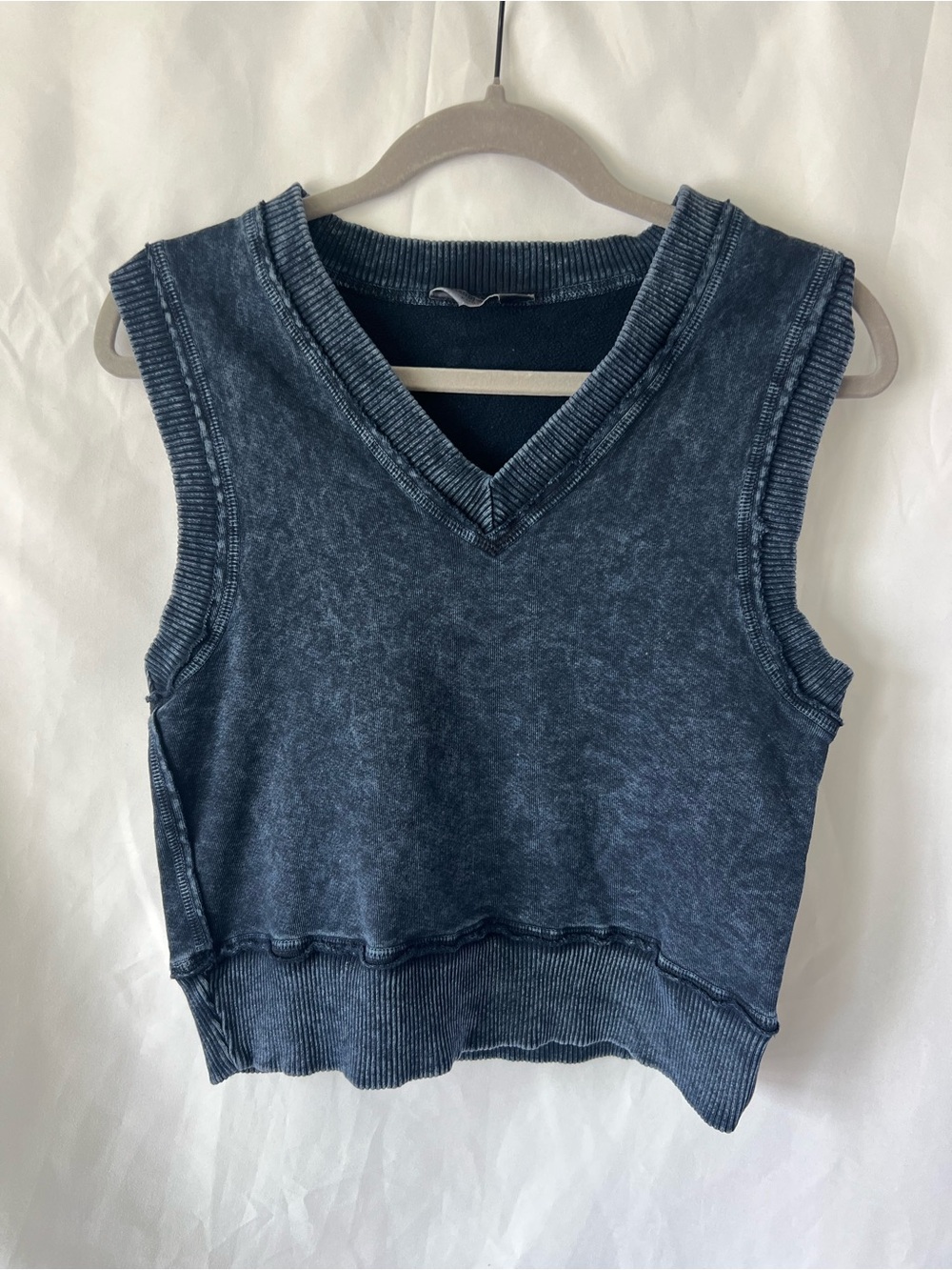 NWOT Womens HARD TAIL Washed Navy* 95% Cotton Ribbed Preppy Vest